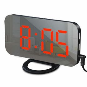 Digital LED Alarm Clock Mirror 2 USB Charger Ports Night Light LED Table Clock Snooze Function Adjustable Brightness Desk Clocks - Black-Red - China