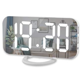 Digital LED Alarm Clock Mirror 2 USB Charger Ports Night Light LED Table Clock Snooze Function Adjustable Brightness Desk Clocks - White-White - China