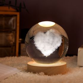 1pc Creative Crystal Ball Decoration; Desktop Night Light; Bedroom Night Light Valentine's Day Gifts Birthday Gifts - 8cm Love Cloud