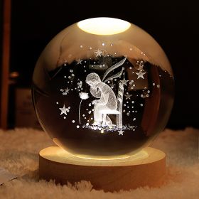 1pc Creative Crystal Ball Decoration; Desktop Night Light; Bedroom Night Light Valentine's Day Gifts Birthday Gifts - Prince Rose