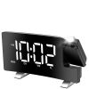 Projection Alarm Clock with Radio Function 7.7In Curved-Screen LED Digital Alarm Clock w/ Dual Alarms 4 Dimmer 12/24 Hour - White