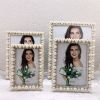 High Quality Metal Photo Frame Pearl European Home Ornament Table Decor Embellished Fashion Bedside Table Living Room Kids Adult - Sliver - 7 inch