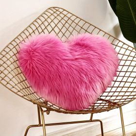 1pc Boho Love Heart Plush Throw Pillow - Fluffy Luxury Cushion for Couch, Sofa, Bed - Detachable and Machine Washable Home Decor - Rose Red - 40*50cm/