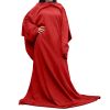 Wearable Fleece Blanket with Sleeves Cozy Warm Microplush Sofa Blanket Extra Soft Lightweight for Adult Women Men 3 Colors - Red