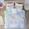 Watercolor Tie Dye Printed Duvet Cover Set with Throw Pillow - as Pic