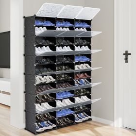 12-Tier Portable 72 Pair Shoe Rack Organizer 36 Grids Tower Shelf Storage Cabinet Stand Expandable for Heels, Boots, Slippers, Black - as picture