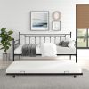 Metal Twin Daybed with Trundle/ Heavy-duty Sturdy Metal/ Noise Reduced/ Trundle for Flexible Space/ Vintage Style/ No Box Spring Needed - as Pic