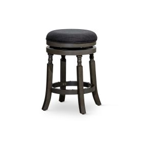 24" Counter Stool, Weathered Gray Finish, Charcoal Fabric Seat - as Pic