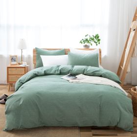 100% Washed Cotton Duvet Cover Set, Durable Fade-Resistant Natural Bedding Set (No Comforter) - Sage Green - King