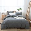 100% Washed Cotton Duvet Cover Set, Durable Fade-Resistant Natural Bedding Set (No Comforter) - Grey - Twin