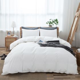 100% Washed Cotton Duvet Cover Set, Durable Fade-Resistant Natural Bedding Set (No Comforter) - White - Twin