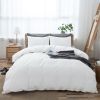 100% Washed Cotton Duvet Cover Set, Durable Fade-Resistant Natural Bedding Set (No Comforter) - White - Queen