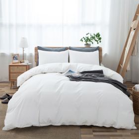 100% Washed Cotton Duvet Cover Set, Durable Fade-Resistant Natural Bedding Set (No Comforter) - White - Queen