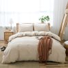 100% Washed Cotton Duvet Cover Set, Durable Fade-Resistant Natural Bedding Set (No Comforter) - Khaki - Queen