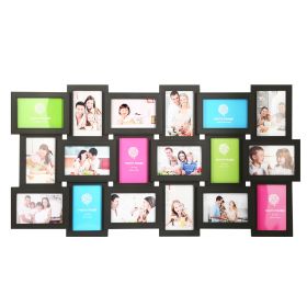 18 Pictures Frames Collage for Photos in 4" x 6" Glass Protection Display Wall Mounting Gallery Home Decor Kit - Black