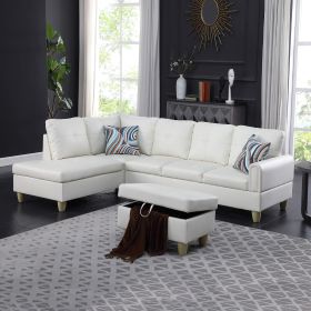 White Faux Leather Living Room Sofa Set A - White