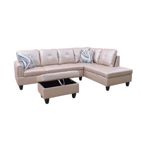 Latte Faux Leather Living Room Sofa Set B - Latte