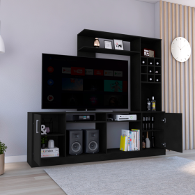 Entertainment Center Modoc For TV¬¥s up 78", Black Wengue Finish - Black