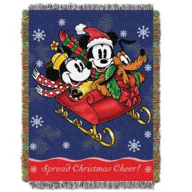 Mickey's Sleigh Ride Licensed Holiday 48"x 60" Woven Tapestry Throw by The Northwest Company - 1MIC/05100/0004/RET