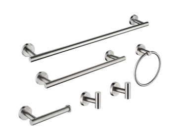 6-piece stainless steel bathroom towel rack set wall-mounted-silver - Default