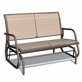 2 Person Swing Glider Chair Patio Swing Bench Garden Rocking Seat for Outdoor Patio,Backyard,Deck Swimming Pool - coffee