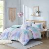 Watercolor Tie Dye Printed Comforter Set with Throw Pillow - as Pic