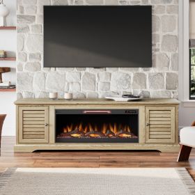 Bridgevine Home Topanga 83 inch Electric Fireplace TV Console for TVs up to 95 inches, Minimal Assembly, Alabaster finish - as Pic