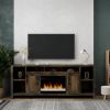 Bridgevine Home Joshua Creek 84 inch Electric Fireplace TV Stand for TVs up to 95 inches, Minimal Assembly, Barnwood Finish - as Pic