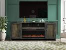 Bridgevine Home Joshua Creek 83 inch Electric Fireplace TV Stand for TVs up to 95 inches, Minimal Assembly, Barnwood Finish - as Pic