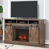 Bridgevine Home Farmhouse 66 inch Electric Fireplace TV Stand for TVs up to 80 inches, Minimal Assembly, Barnwood Finish - as Pic