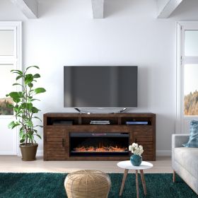 Bridgevine Home Sausalito 78 inch Electric Fireplace TV Stand Console for TVs up to 95 inches, Minimal Assembly, Whiskey Finish - as Pic