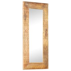 Hand-Carved Mirror 43.3"x19.7"x4.3" Solid Mango Wood - Brown