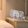 Digital LED Alarm Clock Mirror 2 USB Charger Ports Night Light LED Table Clock Snooze Function Adjustable Brightness Desk Clocks - White-White - China