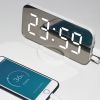 Digital LED Alarm Clock Mirror 2 USB Charger Ports Night Light LED Table Clock Snooze Function Adjustable Brightness Desk Clocks - White-White - China