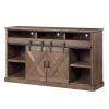 Bridgevine Home Farmhouse 66 inch Electric Fireplace TV Stand for TVs up to 80 inches, Minimal Assembly, Barnwood Finish - as Pic