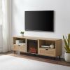 Coastal Rattan-Door TV Stand for TVs up to 10015' ‚Äì Coastal Oak - as Pic