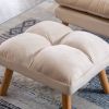 Soft Comfortable 1pc Accent Click Clack Chair with Ottoman Beige Fabric Upholstered Oak Finish Legs Living Room Furniture - as Pic