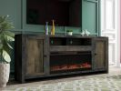 Bridgevine Home Joshua Creek 83 inch Electric Fireplace TV Stand for TVs up to 95 inches, Minimal Assembly, Barnwood Finish - as Pic