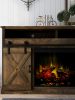 Bridgevine Home Farmhouse 66 inch Electric Fireplace TV Stand for TVs up to 80 inches, Minimal Assembly, Barnwood Finish - as Pic