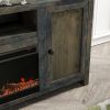 Bridgevine Home Joshua Creek 83 inch Electric Fireplace TV Stand for TVs up to 95 inches, Minimal Assembly, Barnwood Finish - as Pic