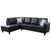 Black Faux Leather 3-Piece Couch Living Room Sofa Set A - Black