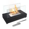 Upgrades Tabletop Rectangle Fire Pits; Portable Smokeless Bio Ethanol Fireplace with Realistic Burning; Awesome Gifts - Black - powder-coated metal fr