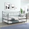 Metal Twin Daybed with Trundle/ Heavy-duty Sturdy Metal/ Noise Reduced/ Trundle for Flexible Space/ Vintage Style/ No Box Spring Needed - as Pic