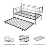 Metal Twin Daybed with Trundle/ Heavy-duty Sturdy Metal/ Noise Reduced/ Trundle for Flexible Space/ Vintage Style/ No Box Spring Needed - as Pic