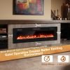 68 Inch Ultra-Thin Electric Fireplace Recessed Wall Mounted with Crystal Log Decoration - black