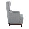 Button Tufted Wing-Back Accent Chair 1pc Light Gray Fabric Upholstered Pillow Solid Wood Traditional Living Room Furniture - as Pic