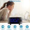 Projection Alarm Clock with Radio Function 7.7In Curved-Screen LED Digital Alarm Clock w/ Dual Alarms 4 Dimmer 12/24 Hour - Blue