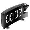 Projection Alarm Clock with Radio Function 7.7In Curved-Screen LED Digital Alarm Clock w/ Dual Alarms 4 Dimmer 12/24 Hour - White