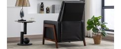 Wood-Framed PU Leather Recliner Chair Adjustable Home Theater Seating with Thick Seat Cushion and Backrest Modern Living Room Recliners, Black(Old SKU