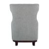 Button Tufted Wing-Back Accent Chair 1pc Light Gray Fabric Upholstered Pillow Solid Wood Traditional Living Room Furniture - as Pic